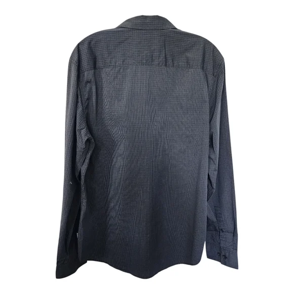Calvin Klein Charcoal Gray & Blue Casual Button Down Shirt Long Sleeve - Picture 2 of 7